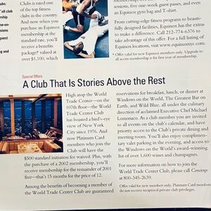 World Trade Center Club /Windows on the World in September 2001 Preview